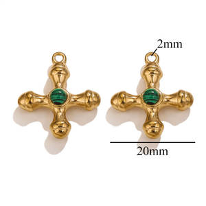 Colgantes y dijes de moda de acero inoxidable 316L chapados en oro PVD de 14K y 18K personalizados para hacer pulseras y dijes de cruz para la creación de joyas. - Product Image 6