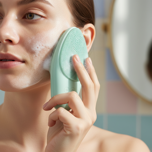 Cepillo de Limpieza Facial con LED Ultrasónico de Silicona, Limpiador Facial de Limpieza Profunda, Masajeador Facial Recargable e Impermeable - Product Image 1