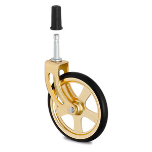Roulette pivotante Camarena avec jante en caoutchouc, D105 EC, plaqué laiton, max. 10 kg. Avec fixation par broche. H123. - Product Image 1