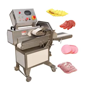 Small Meat Cut Machine Pig Ear Slicing Sausage Slicer Conveyor Belt Raw Meat Slicer Bacon Slicing Machine
