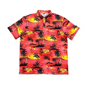เสื้อโปโลพิมพ์ลายดอกไม้และต้นมะพร้าวแบบเต็มตัว สไตล์ฮาวายสำหรับผู้ชาย รับทำโลโก้ตามสั่ง - Product Image 1