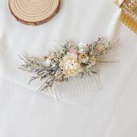 Aksesoris Rambut Pengantin dan Pengiring Pengantin, Hiasan Kepala Bunga Awet Buatan Tangan Gaya Boho Vintage untuk Pernikahan