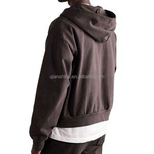 Sweat à capuche d'hiver en molleton de coton de haute qualité Sweat à capuche à fermeture éclair vierge recadrée avec logo personnalisé Sweat à capuche zippé surdimensionné - Product Image 4