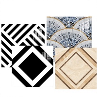 Carreaux de sol en porcelaine mosaïque noir et blanc 800x800mm, finition brillante, résistants à l'usure, design minimaliste moderne pour restaurants intérieurs