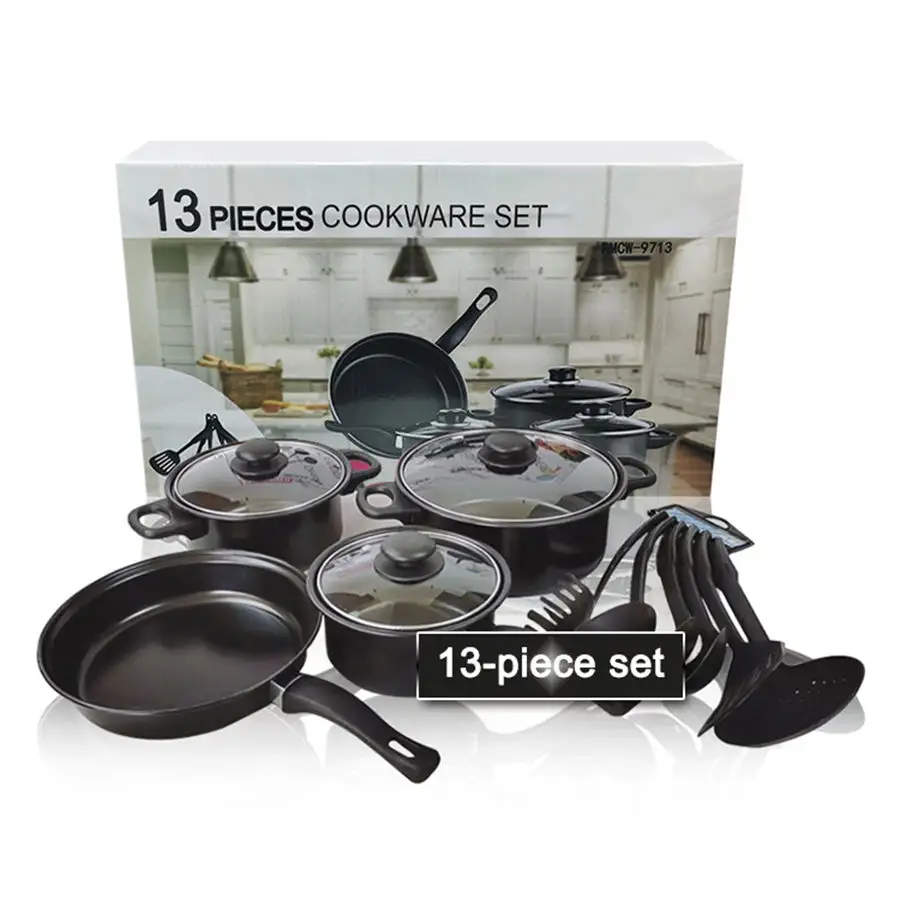 Goodseller Factory cheap price 13, pieces kitchen housewares iron non stick kitchen pots and pans cookware sets/