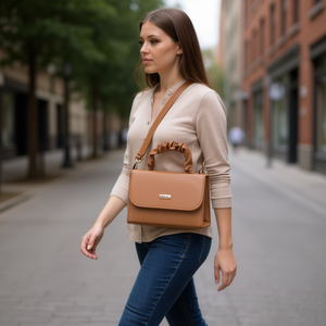 Sac bandoulière Fana Becky Camel en cuir PU 18x12x7 cm, élégant, imperméable, pour un usage quotidien - Product Image 2