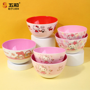 Hello Kitty Melamine Bowl Pink Cartoon Design For Children Party Use - Product Image 2