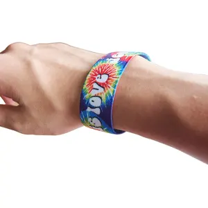 Elastic Woven Embroidered Bracelet Stretchy Polyester Fabric Wristband With NFC/RFID Chip For Events