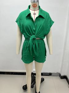 BH1132 donna taglie forti due pezzi set corti abbigliamento - Product Image 2