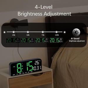 Horloge numérique LED de bureau ou murale de 10 pouces avec double alarme, température, compte à rebours, gradation automatique, fonction snooze pour la chambre à coucher, décorative - Product Image 3