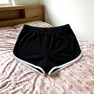<b>Women's</b> High Waist <b>Black</b> Running <b>Shorts</b> With White Trim Quick Dry Athletic <b>Shorts</b> Sporty Fit Elastic Waist Casual Gym Wear - Product Image 5