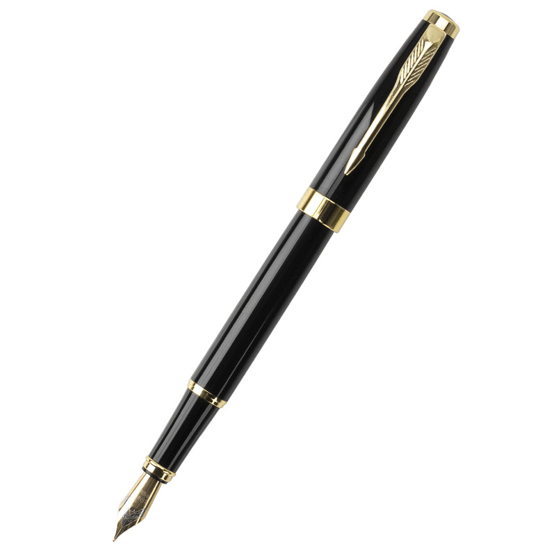 Высококачественная Роскошная Золотая перьевая ручка с индивидуальным логотипом Фирменные Металлические ручки упаковка роскошные черные ручки с коробкой
