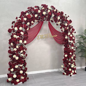 Arco de boda de flores blancas de mezcla roja elegante de lujo 2025 hecho de seda artificial para decoración de fondo de fiesta - Product Image 5