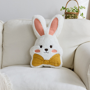 Housse de coussin décorative <span class=keywords><strong>en</strong></span> peluche lapin de Pâques, motif floral <span class=keywords><strong>en</strong></span> faux <span class=keywords><strong>lin</strong></span> doux et luxueux, amovible et lavable, décoration moderne pour la maison, pour enfants - Product Image 3