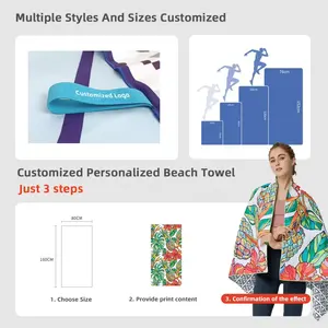 Free Design Custom Beachtowel Beach Towel With Logo Custom Print Fast Shipping Summer Large Beach Microfiber Towel Wholesale