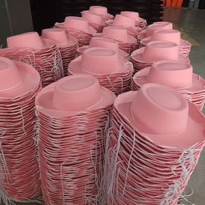 ใหม่ล่าสุดหมวกคาวบอยสีชมพูตะวันตกมีพู่เพชรดีไซน์มงกุฎสีชมพูหมวกคาวบอยสำหรับงานเลี้ยงงานแต่งงาน