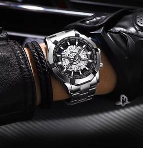 นาฬิกาควอตซ์สำหรับผู้ชาย, นาฬิกาหรูสำหรับนักธุรกิจกันน้ำ30ม. ดีไซน์เป็นรูกลวงทันสมัย - Product Image 6