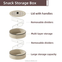 Boîte de rangement ronde pour snacks Boîte de rangement pour snacks en cuir PU souple de haute qualité avec couvercle et fond rotatif