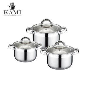Stainless Steel Casserole Cookware <b>Set</b> Glass Lid Soup <b>Pot</b> Pan <b>Set</b> for Gas and Induction Kitchen Use - Product Image 2