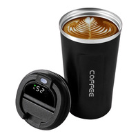 Mug isotherme intelligent portable en acier inoxydable pour café de bureau, avec affichage de la température, 500 ml (16 oz), promotionnel, sous vide