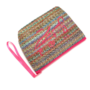 Borsa per il Trucco in Paglia a Righe alla Moda, Grande Capacità con Cerniera, per Viaggi Estivi in Spiaggia, Organizer per Cosmetici - Product Image 5