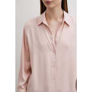 Camisa Básica de Satén Floss para Mujer, Blusa Minimalista con Botones, Uso Diario, Color Beige - Product Image 4