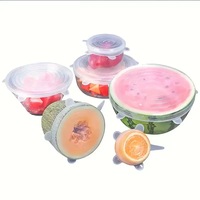 Lot de 6 couvercles en silicone multifonctionnels pour la conservation des aliments, couvercles de bols, film de conservation pour réfrigérateur, accessoire de cuisine