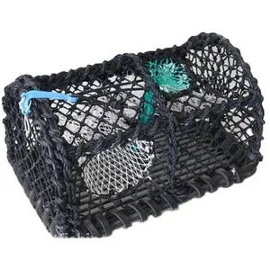 Black Braided Net Lobster Cage Creel With 2 Entrances High Quality Traps For Fishing