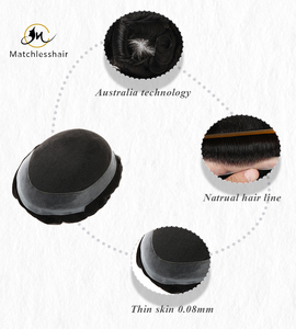 Système capillaire de haute qualité en dentelle suisse pour hommes, base australienne, cheveux humains indiens lisses, toupet en PU naturel - Product Image 4