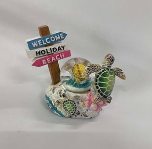 Globe à eau en polyrésine personnalisé, écologique, peint à la main, tortue, lézard, dauphin, design <span class=keywords><strong>plage</strong></span>, 45 mm - Product Image 2