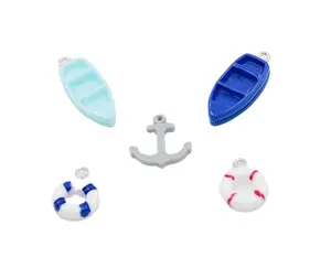 Resin ocean charms sea boat Life buoy anchor charms children toys gifts kids ocean sea charms stocks