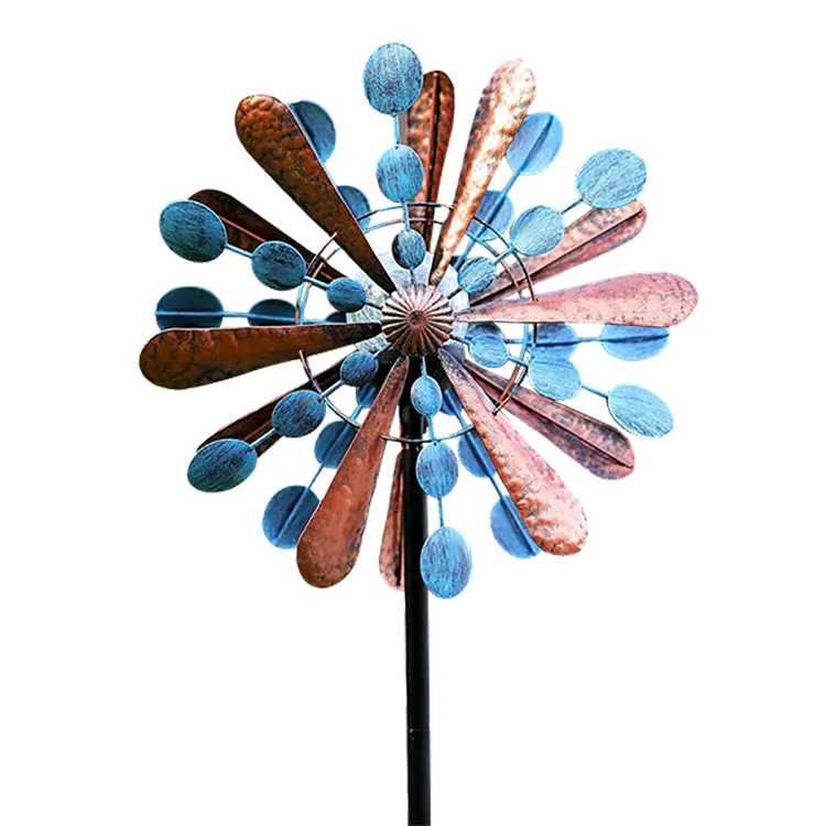 Newart colorful wind kinetic metal stand windmill outdoor patio yard garden decor