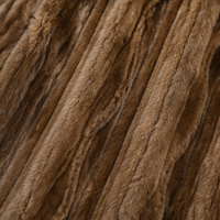 Manteau long en fausse fourrure de vison pour femme, à rayures verticales ondulées, col montant, manches lanternes bouffantes, coupe ample, chaud, d'hiver, vêtement d'extérieur de luxe en fourrure