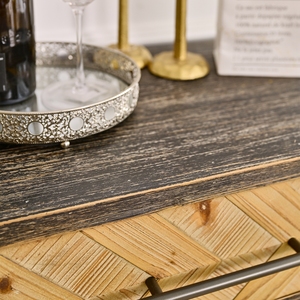 ตู้เก็บของไม้โบราณสไตล์วินเทจจาก INNOVA ดีไซน์แบบบ้านไร่ สำหรับห้องนั่งเล่น พร้อมขาและมือจับโลหะ ทนทาน ใช้งานง่าย - Product Image 5