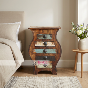 Vintage Reclaimed Wooden Nightstands <b>Table</b> <b>Bedside</b> 5 Drawers <b>Table</b> Handmade For Living Room Hotel Room Factory Cheap Price - Product Image 6