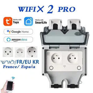 Enchufe de Pared Inteligente WiFi para Exteriores Tuya, Impermeable IP66, Temporizador, 16A, 220V, Doble Control - Product Image 1