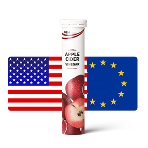 Tabletas Efervescentes de Vinagre de Manzana Orgánico de Marca Privada OEM, 100% a Base de Plantas, Cumple con las Normas de la UE, Suplemento Vegano - Product Image 1