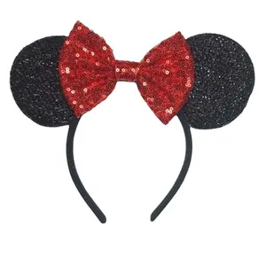 Wholesale Women Girl Mesh Mouse Ears Headbands Hair Hoop Party Cosplay Bows Hairband Headwear Fashion Hair Accessories
