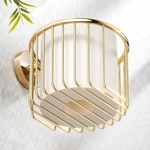 Porte-papier toilette mural standard en cuivre plaqué or, étagère de rangement pour salle de bain - Product Image 1