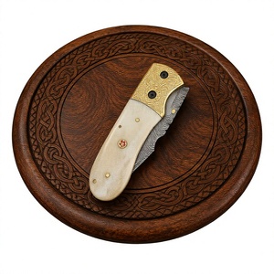 Luxury Handmade Damascus Pocket Folding <b>Knives</b> with <b>Bone</b> <b>Handle</b> with Leather Sheath OEM ODM Manufacturer Pocket Folding <b>Knife</b> - Product Image 2