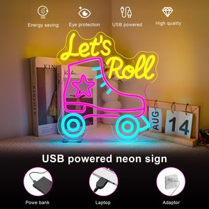Let's Roll Letreros Neon LED indoor hanging ambient light shop <b>sign</b> wall decoration light entrance indicator light luminous <b>sign</b> - Product Image 2
