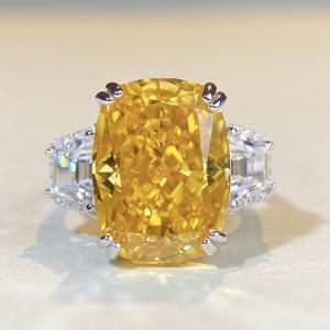 925スターリングシルバー女性ラディアントカットピンクイエロー8Aキュービックジルコニアプロミスエンゲージメントウェディングリング - Product Image 2