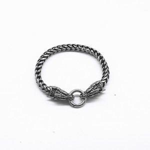 Yunnique Pulsera de cadena de acero de titanio con cabeza de dragón, regalo unisex para parejas, joyería, diseño geométrico - Product Image 5