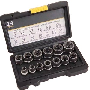 Hi-Spec Nut And Bolt Extractor Socket <b>Set</b> 1/4 To 3/4 Inch 3/8 Drive Industrial Grade Damaged <b>Screw</b> Remover - Product Image 2