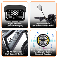 Bicicleta Eléctrica Deportiva GT20 de 1000W con Batería de Litio, 7 Velocidades, Alcance de 50-60km, Cuadro de Acero, Motor en la Rueda Trasera, Transporte Urbano, para Estudiantes