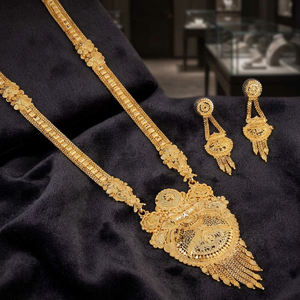 Wholesale Brass 14K 18K 24K Gold Long Fashion Necklaces Forming Long Necklaces Traditional Floral Design Gold Filled Jewelry Set - Product Image 1