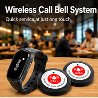 Système d'appel sans fil étanche pour serveurs : bouton d'appel, montre-récepteur et bippeur pour restaurants, hôpitaux, cliniques (portée 150m)