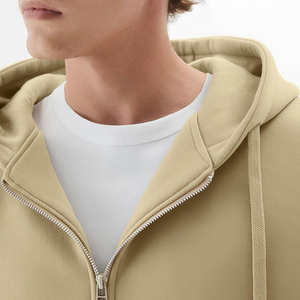 Sweat à capuche oversize pour homme avec fermeture éclair et logo personnalisé imprimé sur le devant, coupe ample, coupe-vent pour l'hiver - Product Image 2
