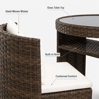 Ensemble de meubles de patio d'extérieur 3 pièces, chaise en rotin, table pliante, camping, café, portable, plage, jardin, balcon, luxe léger