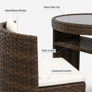 Ensemble <span class=keywords><strong>de</strong></span> meubles <span class=keywords><strong>de</strong></span> patio d'extérieur 3 pièces, chaise <span class=keywords><strong>en</strong></span> rotin, table pliante, camping, café, portable, plage, <span class=keywords><strong>jardin</strong></span>, balcon, luxe léger - Product Image 3